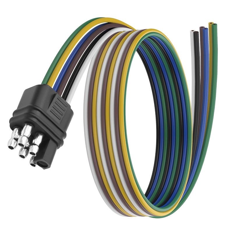 XMSJSIY 6-Way Square Trailer Plug Extension Bare Wire 6 Pin Square Male Wiring Harness Connectors Trailer-Side and Vehicle-Side Open End Cable Pigtail Cord-1M/3.2FT - Image 1